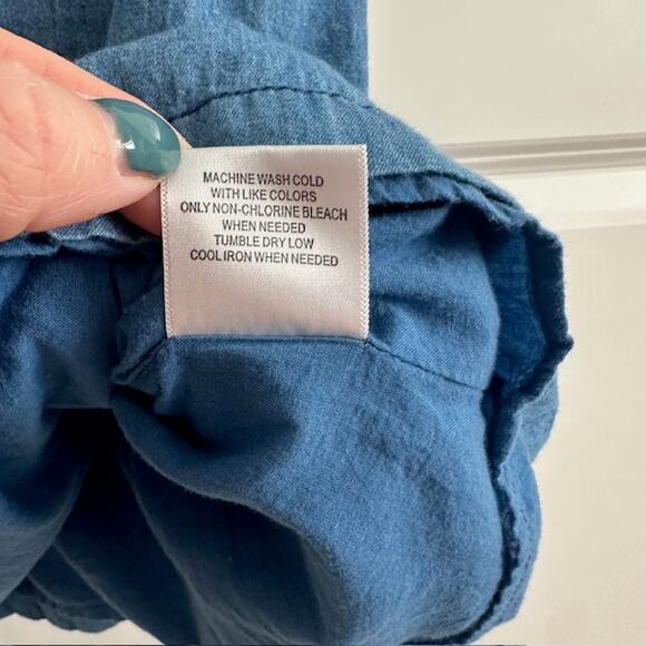 ModCloth Being Breezy A-Line Denim Chambray Button Side Sleeveless Dress Size: S - Picture 7 of 8